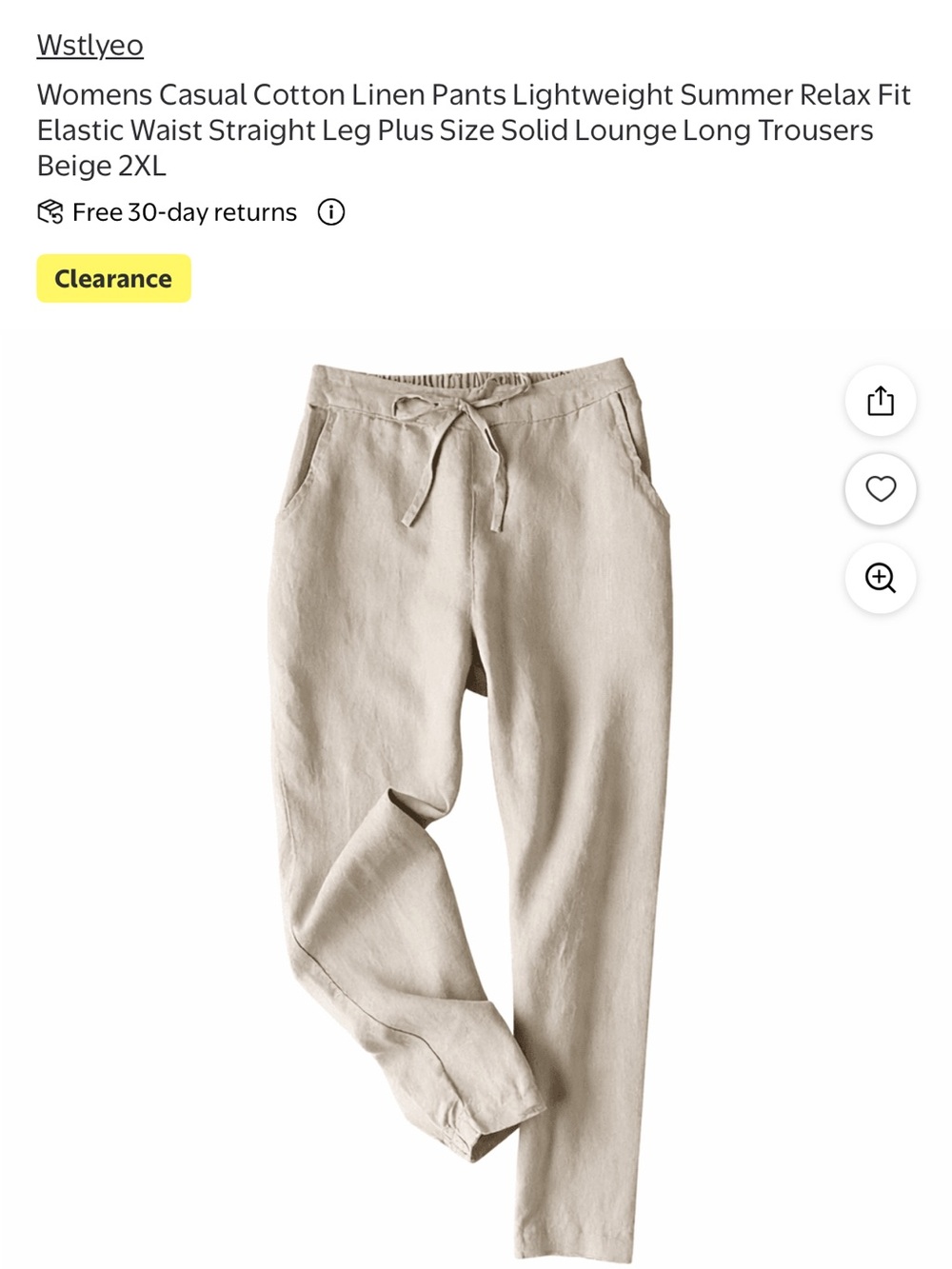 Women's Linen-Blend Drawstring Joggers in Beige